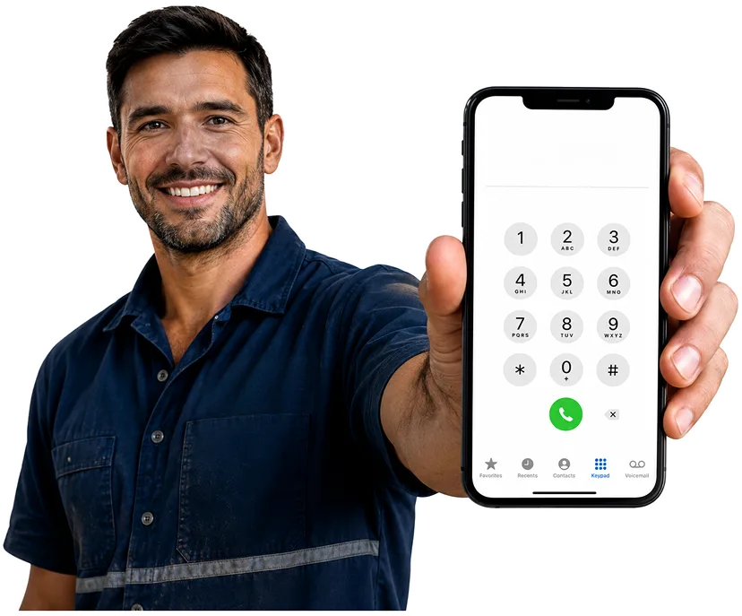 Plumber on the phone taking a Prospect callout