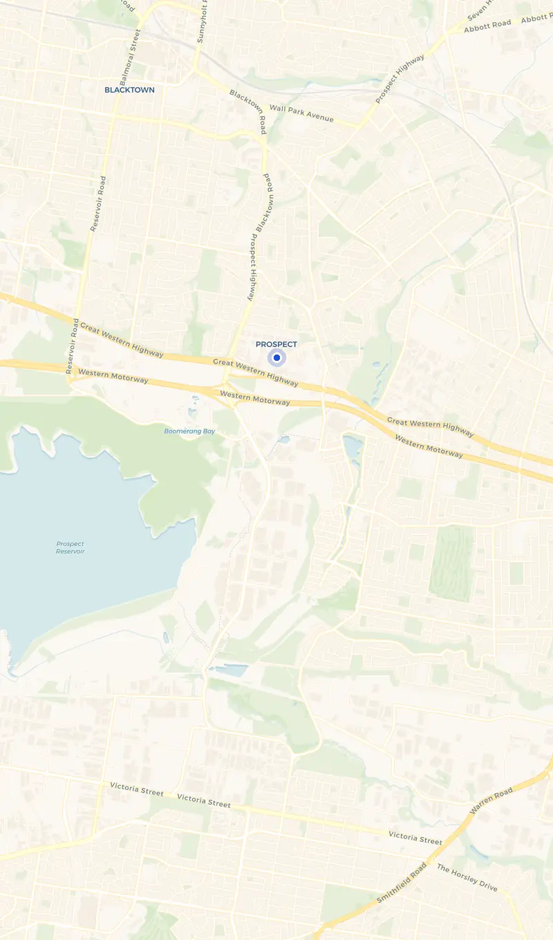 Map of the Prospect service area and the surrounding suburbs we cover.