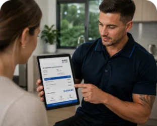 Plumber explaining a service estimate in Prospect