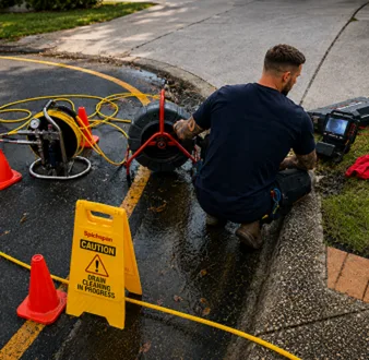 Burst drain pipe being repaired in Prospect